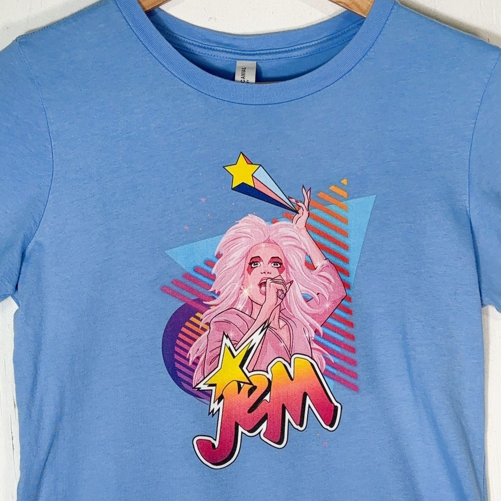 Retro Jem and the Holograms Graphic Tee Womens S Short Sleeve Cotton 80s Cartoon